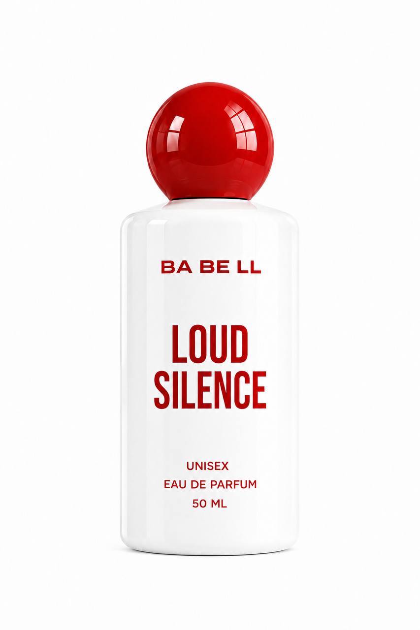 A 50 ml bottle of BA BE LL Skin Addiction Eau de Parfum, featuring a white cylindrical body with bold red text and a glossy red spherical cap, set against a plain white background.