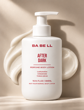 Babell After Dark perfume body lotion, 300ml white pump bottle with red label